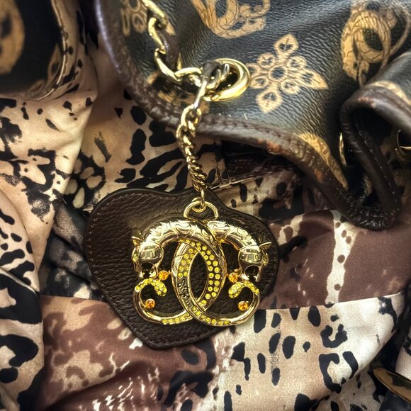 Sharif Shoulder Bag Saffiano Leather Gold Hardware Animal Print Interior NWOT - Picture 10 of 12